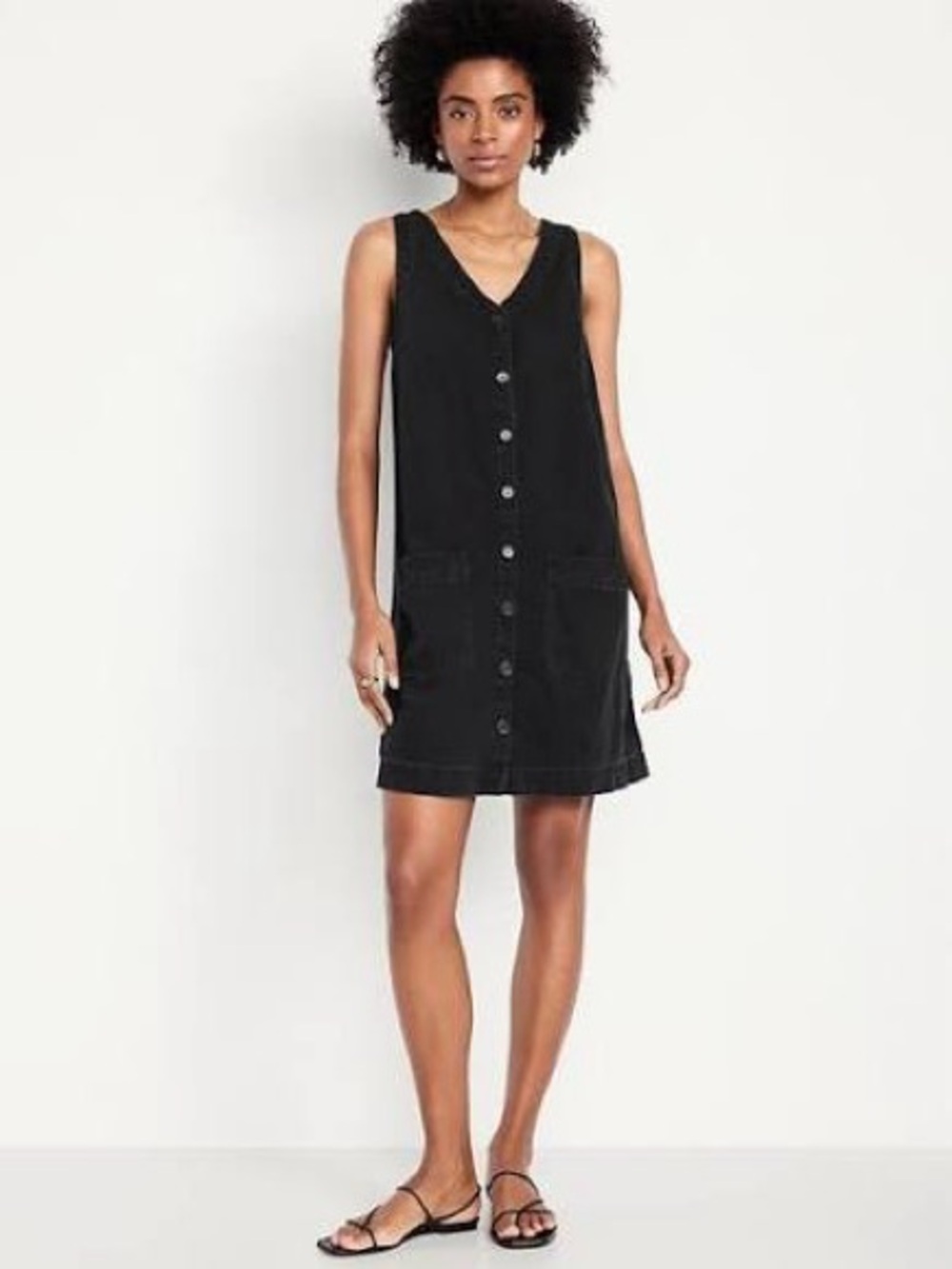 Old Navy Black V-Neck Dress with Tag Detail